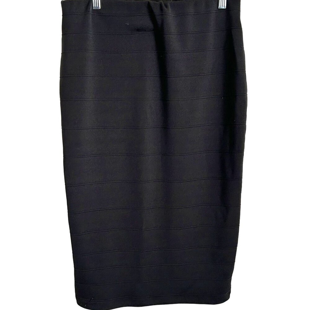 Women’s Fig & Blu Black Stripped Pencil Skirt